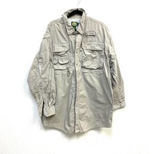 Cabela's Guidewear Shirt Mens 3XL Tall Beige Fishing Multi Pocket Mesh Vents